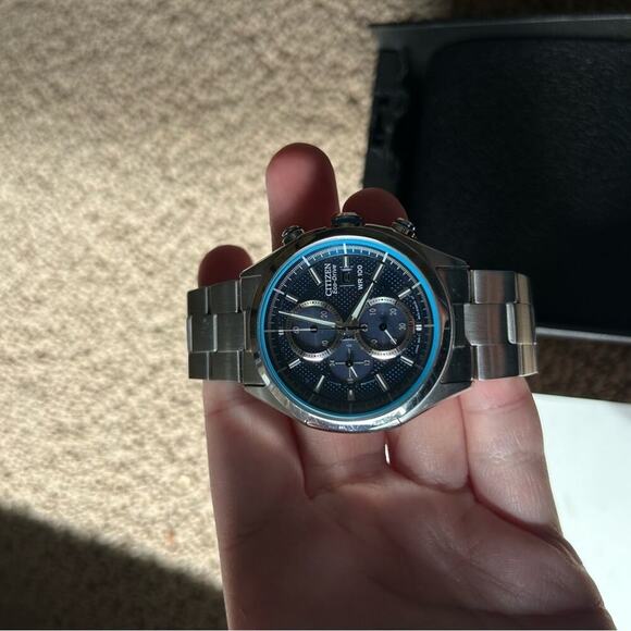 Citizen Eco-Drive Blue Chronograph Watch CA0430-54M - Picture 8 of 12